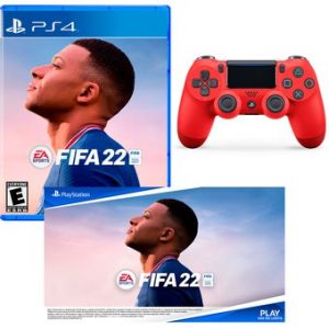 FIFA 22 + Mando Dualshock 4 Rojo Refaccionado + Poster Playstation 4