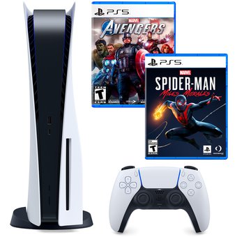 Consola Ps5 Con Lector De Discos + Marvel Avengers + Spiderman Morales