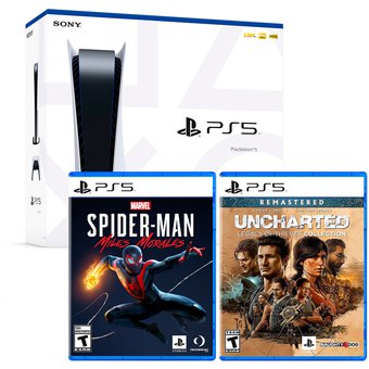 Consola Playstation 5 con lector de discos Ps5 + SpiderMan Miles Morales + Uncharted Legacy of Thieves Collection