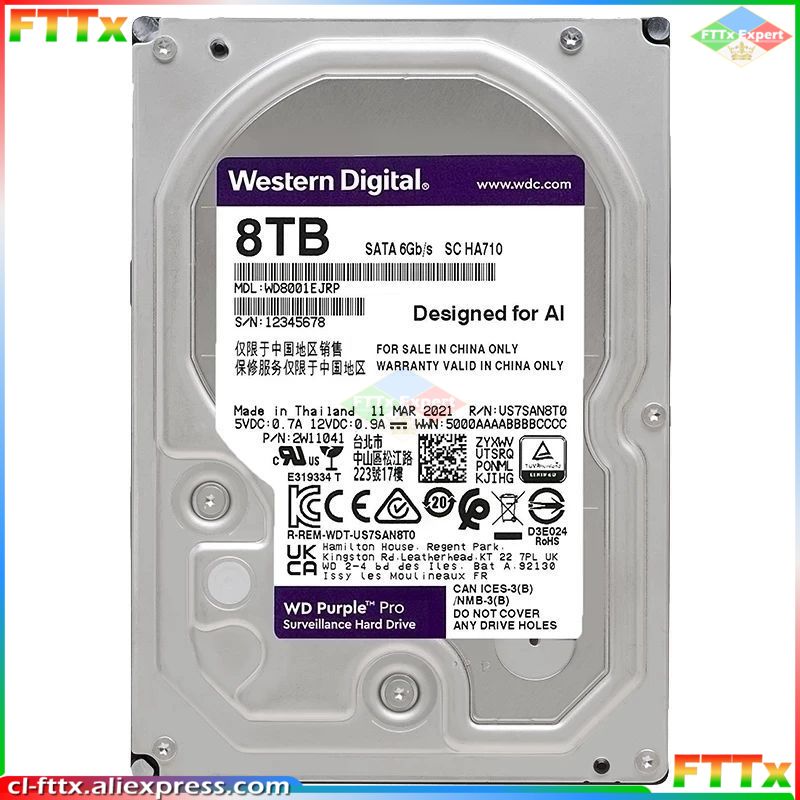 Western-Digital-W-D-Disco-Duro-de-vigilancia-p-rpura-HDD-1TB-2TB-4TB-6TB-8TB-4