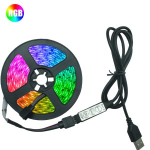 Tira-de-luces-LED-RGB-2835-cinta-de-l-mpara-Flexible-Cable-USB-de-diodo-Control