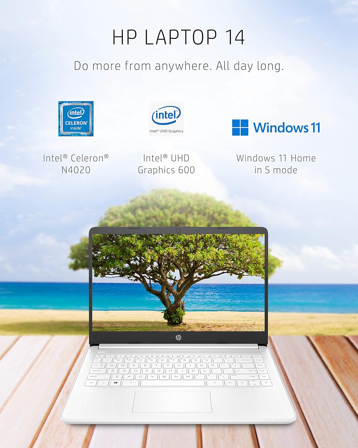 HP Computadora portátil 14, Intel Celeron N4020, 4 GB de RAM, 64 GB de almacenamiento, pantalla HD de microborde de 14 pulgadas, Windows 11 Home, delgada y portátil, gráficos...