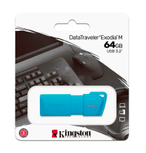 Memoria Flash USB DataTraveler Exodia M 64GB USB 3.2 Gen 1 (Tipo-A) Neon Aqua Blue (Azul)