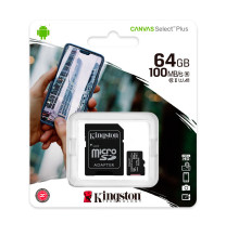 Memoria micro-SD Kingston Canvas Select 64GB UHS-I Speed Class 1 (U1) con Adaptador SD