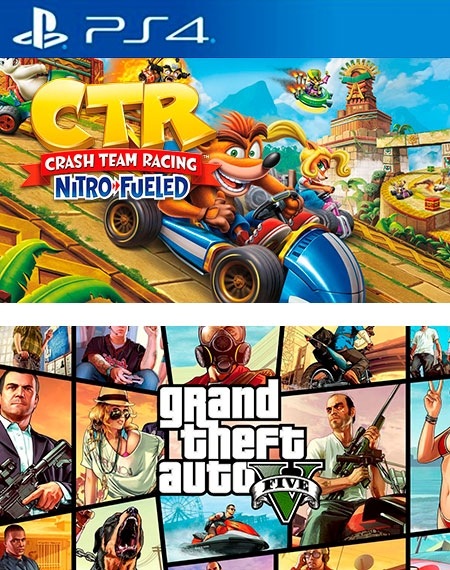 2 JUEGOS EN 1 Crash Team Racing Nitro Fueled mas Grand Theft Auto 5 (GTA V) GTA 5 PS4 | Juegos Digitales Perú | Venta de Juegos Digitales Perú | Ofertas PS3 PS4 PS5 XBOX Nintendo