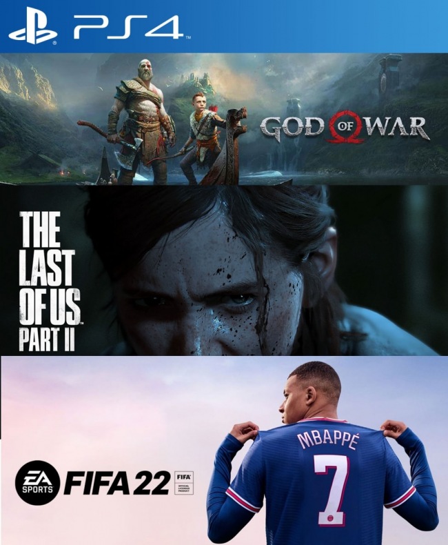 3 Juegos en 1 God of War mas THE LAST OF US PART II mas Fifa 22 PS4 | Juegos Digitales Perú | Venta de Juegos Digitales Perú | Ofertas PS3 PS4 PS5 XBOX Nintendo
