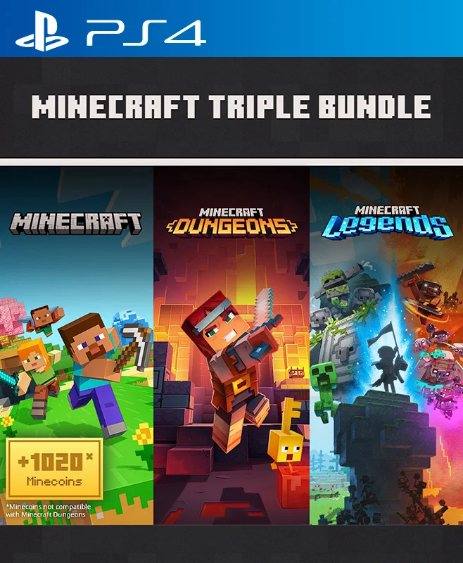 Minecraft Triple Bundle PS4 | Juegos Digitales Perú | Venta de Juegos Digitales Perú | Ofertas PS3 PS4 PS5 XBOX Nintendo